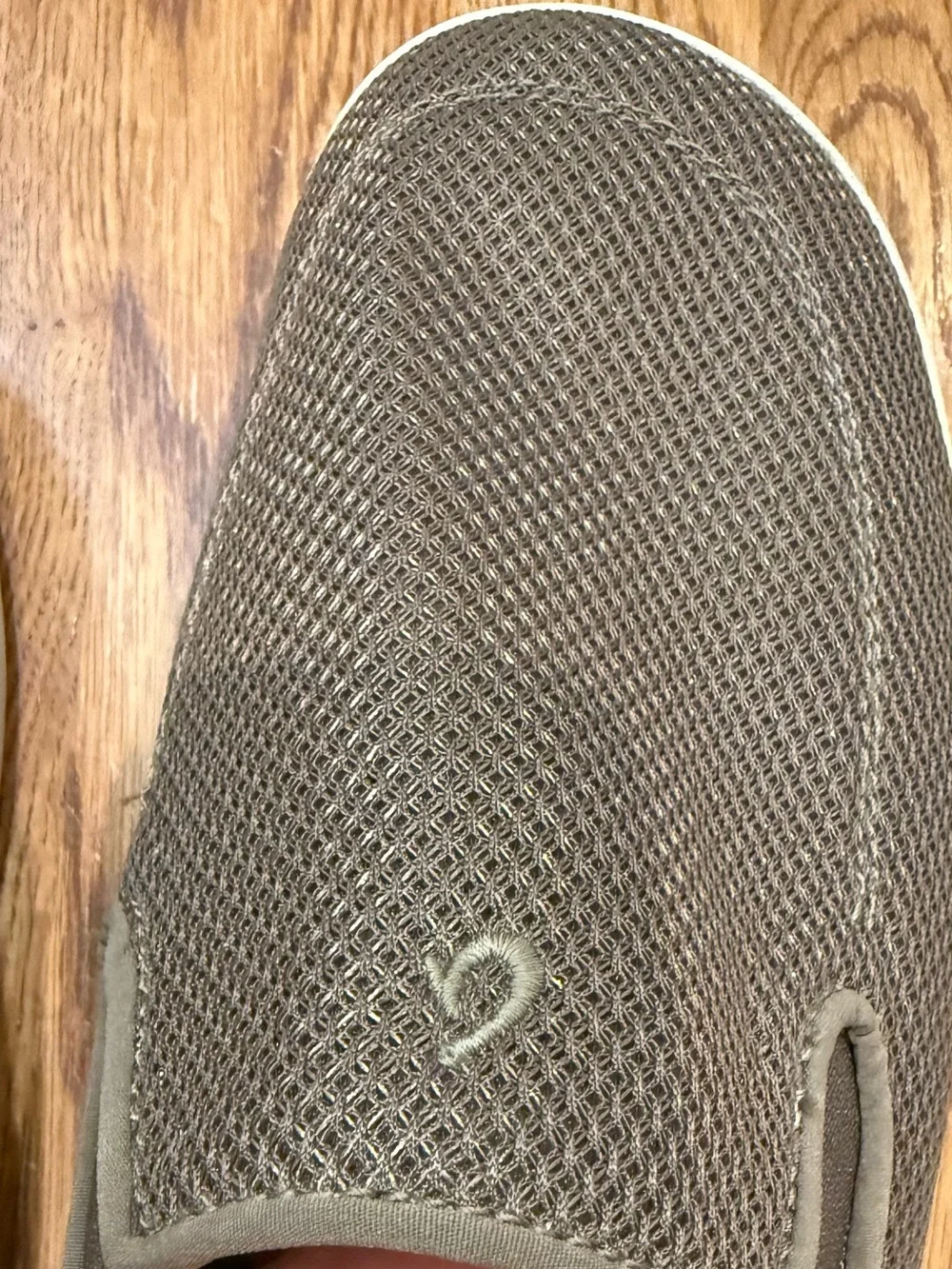 OluKai Olive Mesh Slip-On Sneakers with Orange Insole